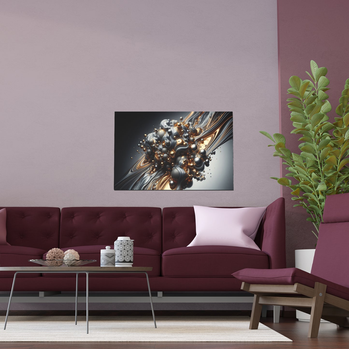 Gold, Silver Fusion | Duality of Life | Indoor and Outdoor Silk Poster