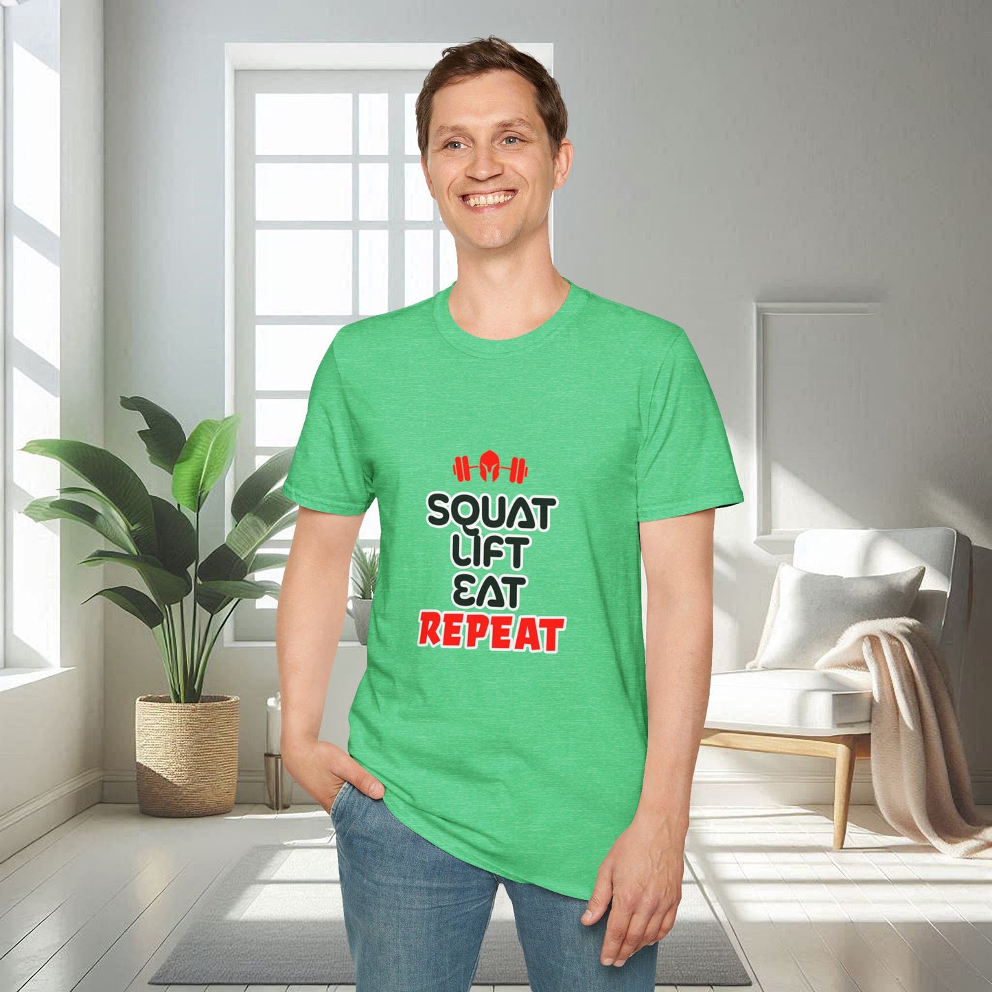 Squat Lift Eat Repeat | T-shirt doux unisexe