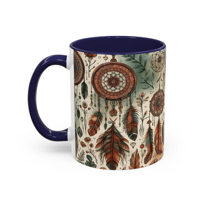 Dreamcatchers, Feathers, and Crescent Moon | Accent Coffee Mug (11oz)