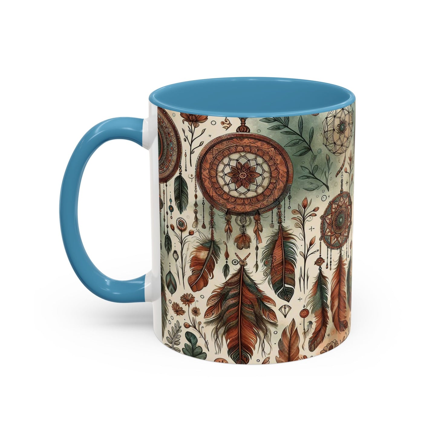 Dreamcatchers, Feathers, and Crescent Moon | Accent Coffee Mug (11oz)