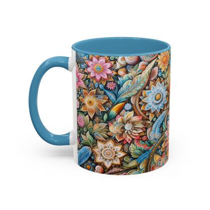 Floral Pattern | Accent Coffee Mug (11oz)