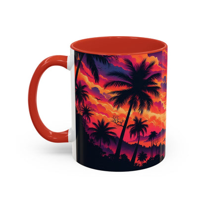 Coucher de soleil vu d'un tableau | Tasse à café Accent (11 oz)