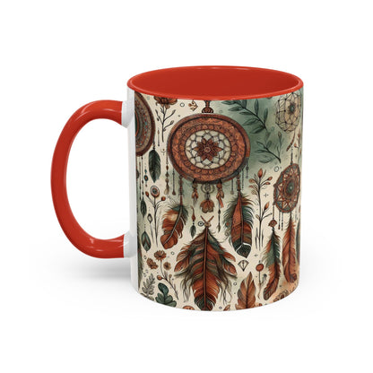 Dreamcatchers, Feathers, and Crescent Moon | Accent Coffee Mug (11oz)