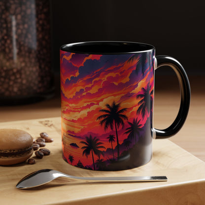 Coucher de soleil vu d'un tableau | Tasse à café Accent (11 oz)