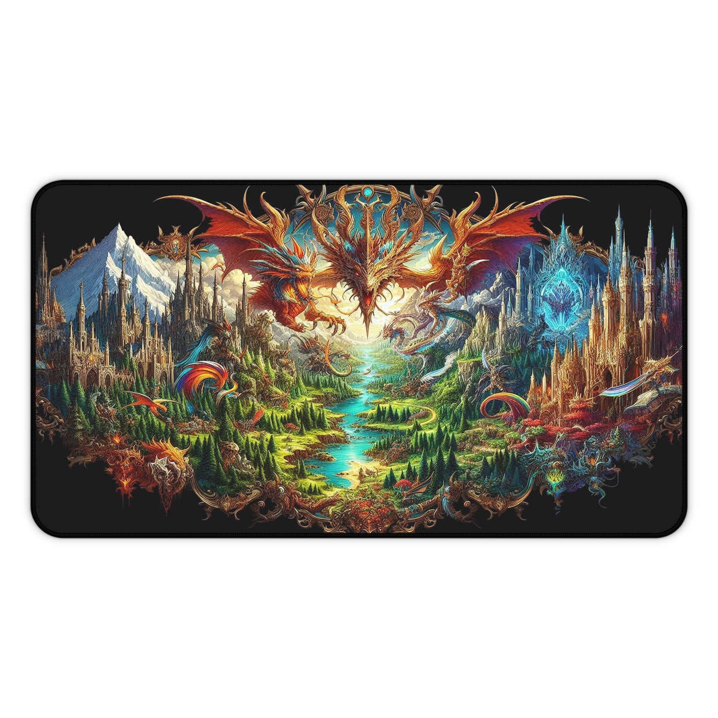 Fantasy Land with Magical Creatures | Desk Mat