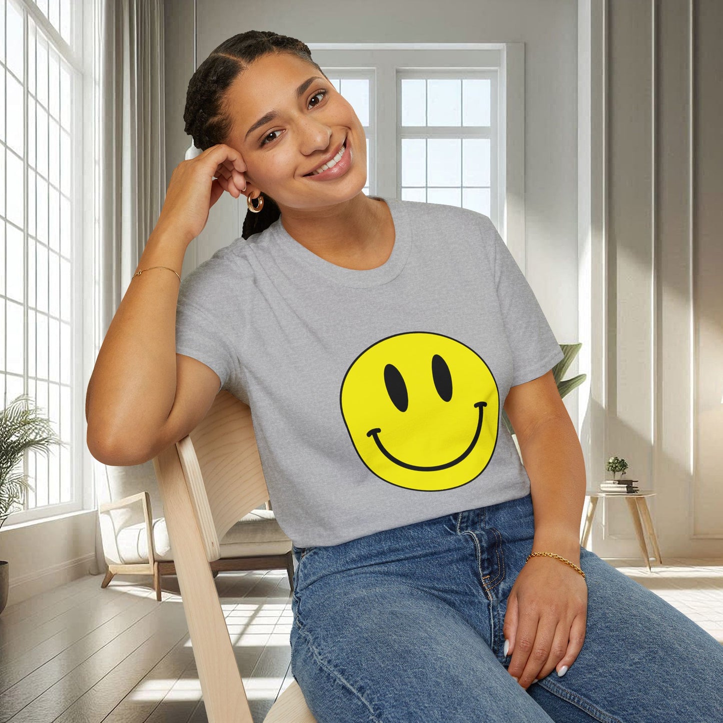 T-shirt unisexe doux avec émoticône souriante