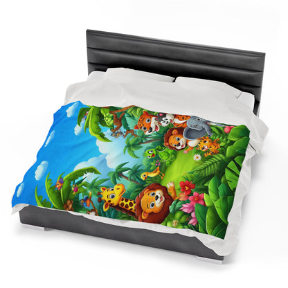 Baby Animals In A Forest | Kid's Velveteen Plush Blanket