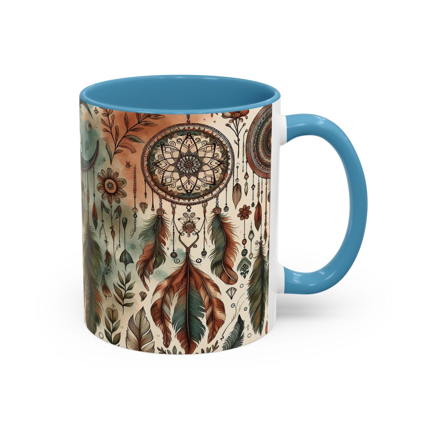 Dreamcatchers, Feathers, and Crescent Moon | Accent Coffee Mug (11oz)