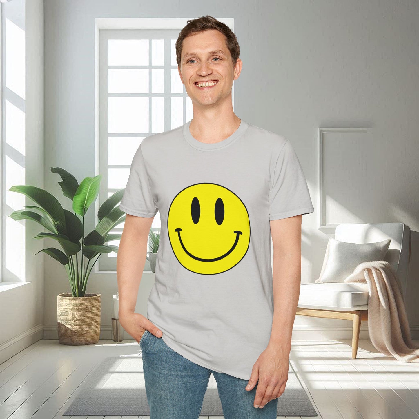 T-shirt unisexe doux avec émoticône souriante