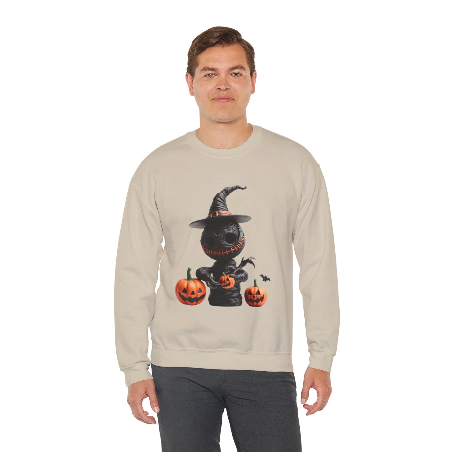 Sudadera unisex de cuello redondo de mezcla pesada Scary Witch Doll