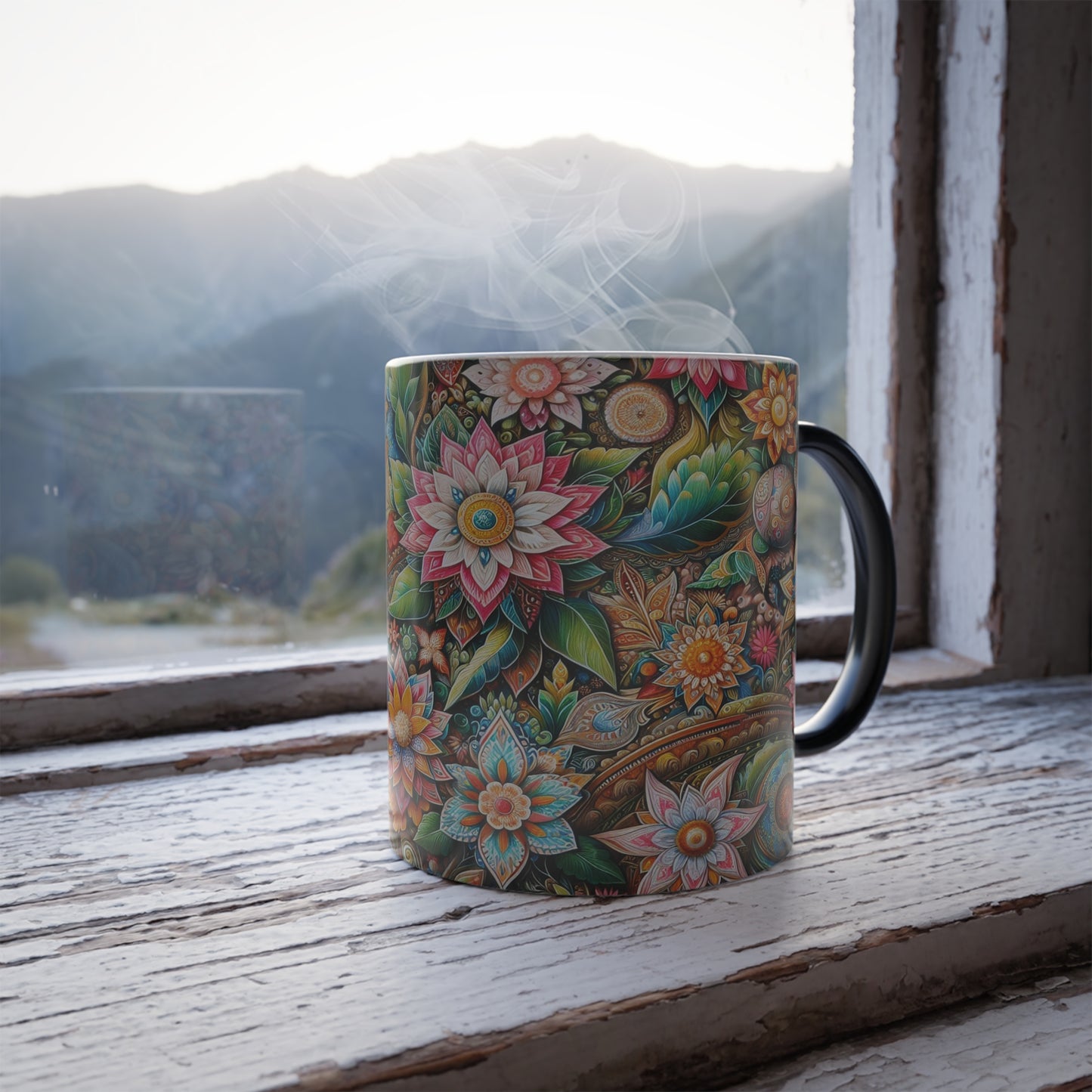 Motif floral | Tasse à changement de couleur, 11 oz