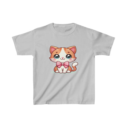 Lindo gatito con lazo | Camiseta de algodón pesado para niños