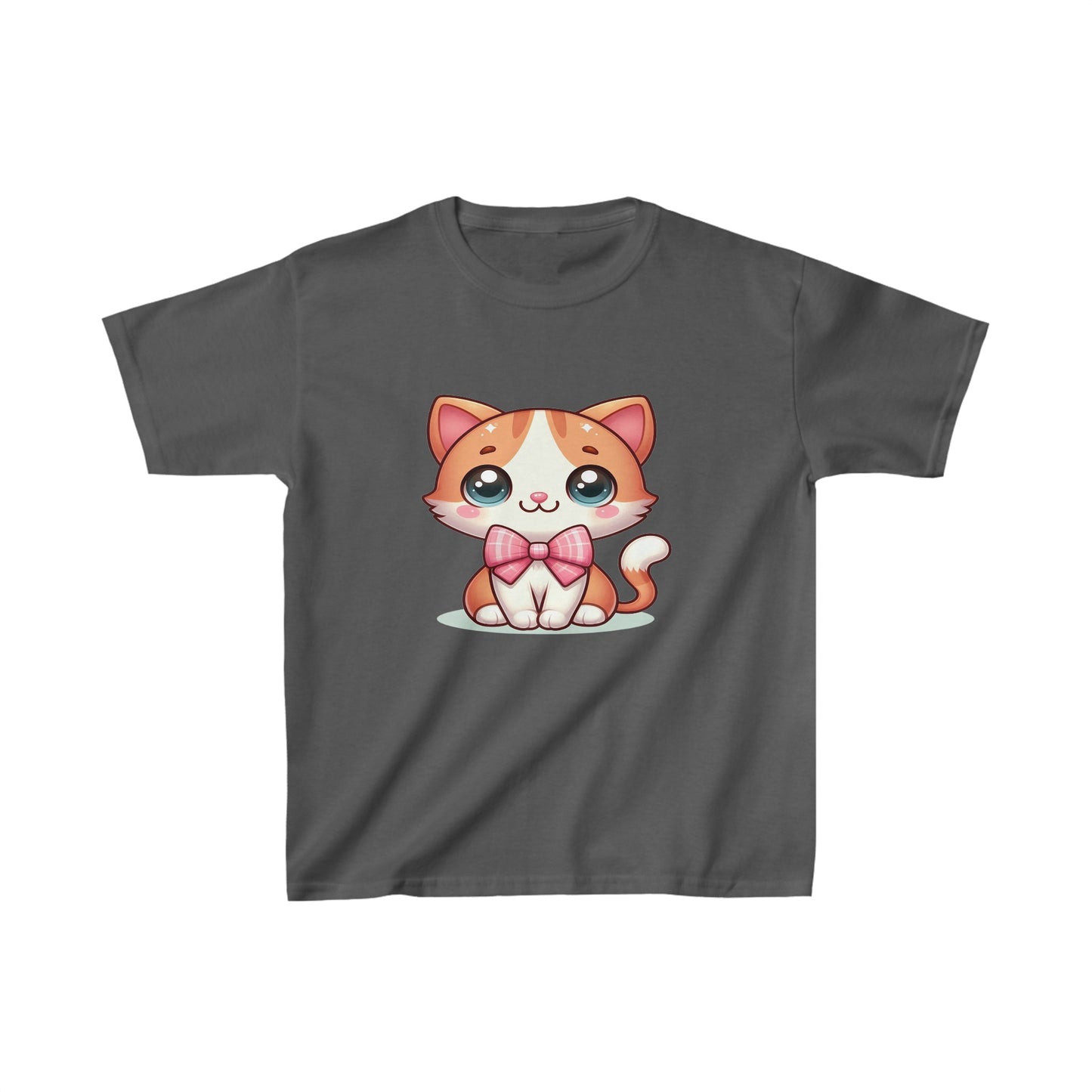 Lindo gatito con lazo | Camiseta de algodón pesado para niños