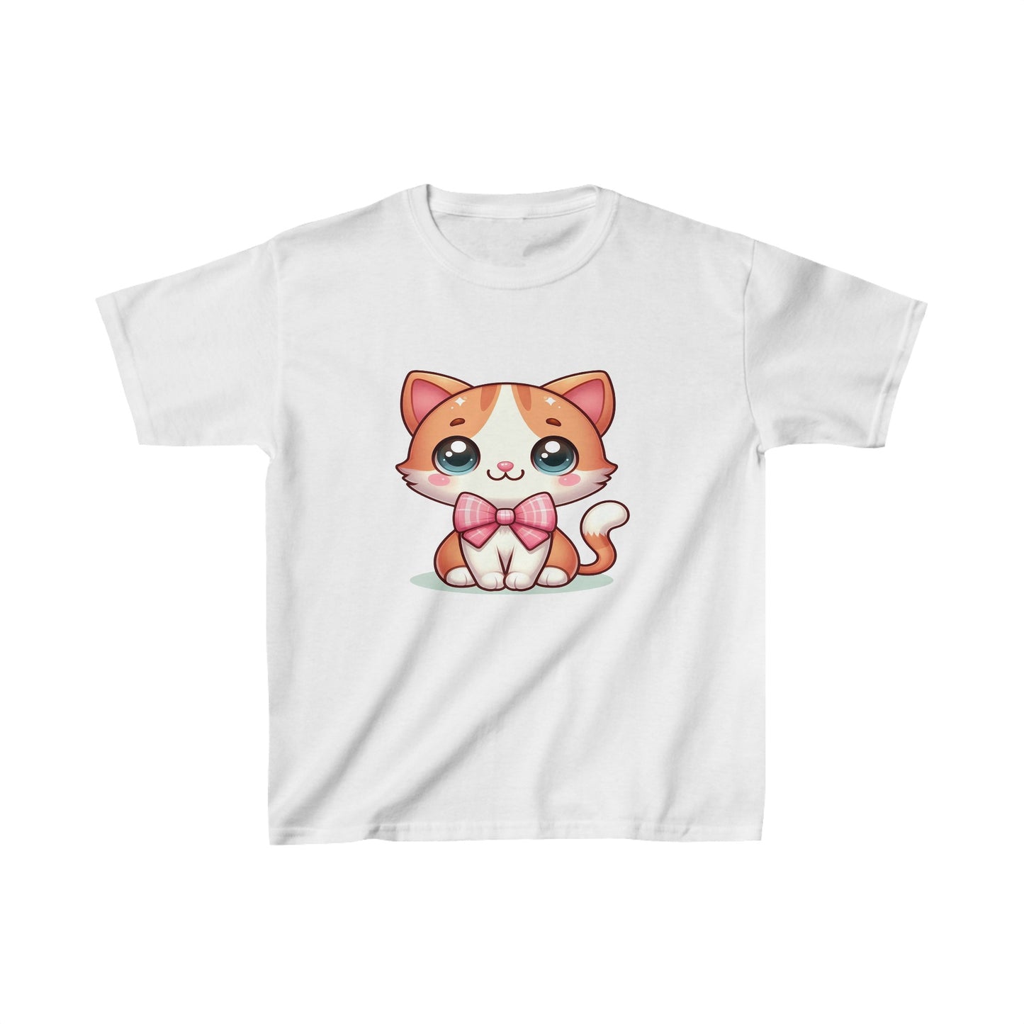 Lindo gatito con lazo | Camiseta de algodón pesado para niños