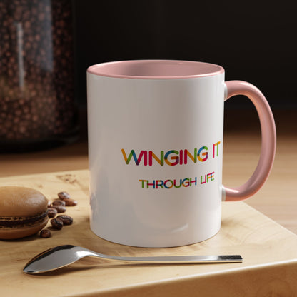 Winging it Through Life | Accent Coffee Mug (11, 15oz)