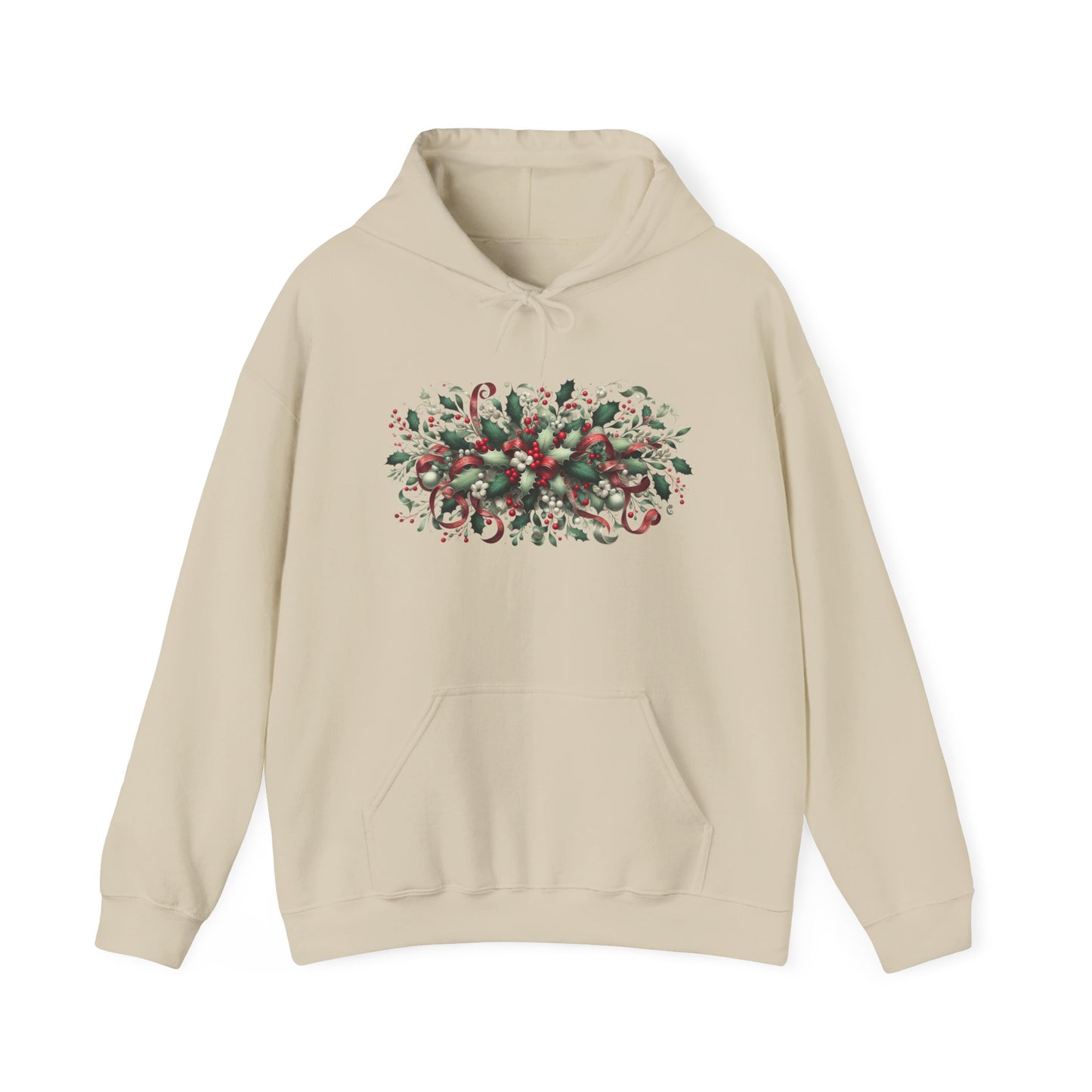 Mistletoe, Holly leaves, Berries and Ribbons | Unisex Heavy Blend™ Hooded Sweatshirt