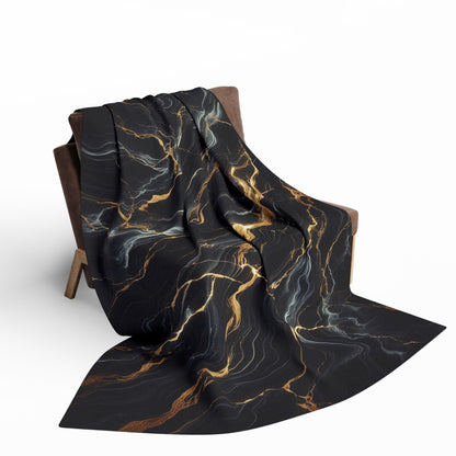 Black, Gold Marble Pattern | Arctic Fleece Blanket