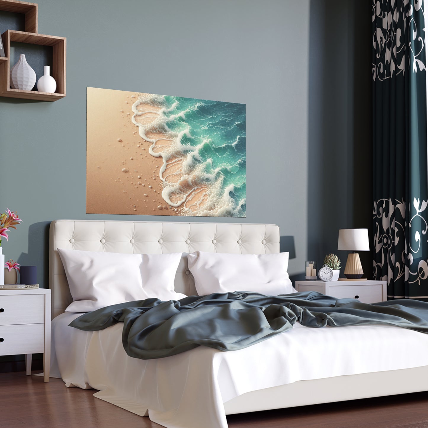 Wave Crashing a Sandy Beach | Indoor and Outdoor Silk Poster