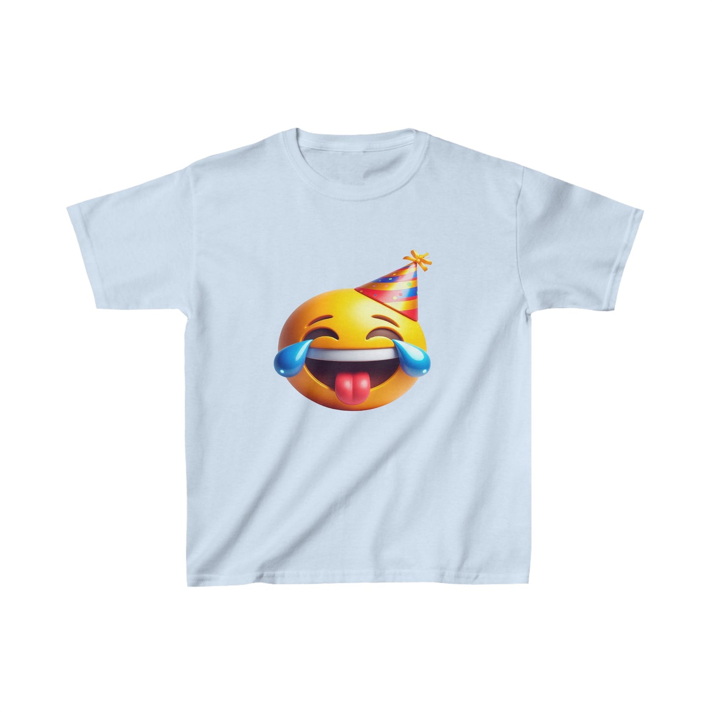 T-shirt en coton épais pour enfants avec emoji et casquette d'anniversaire