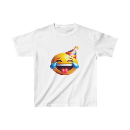 T-shirt en coton épais pour enfants avec emoji et casquette d'anniversaire