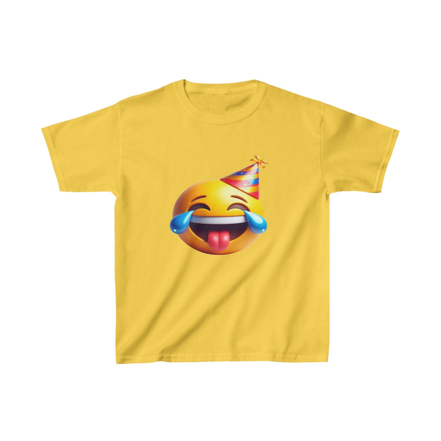 T-shirt en coton épais pour enfants avec emoji et casquette d'anniversaire