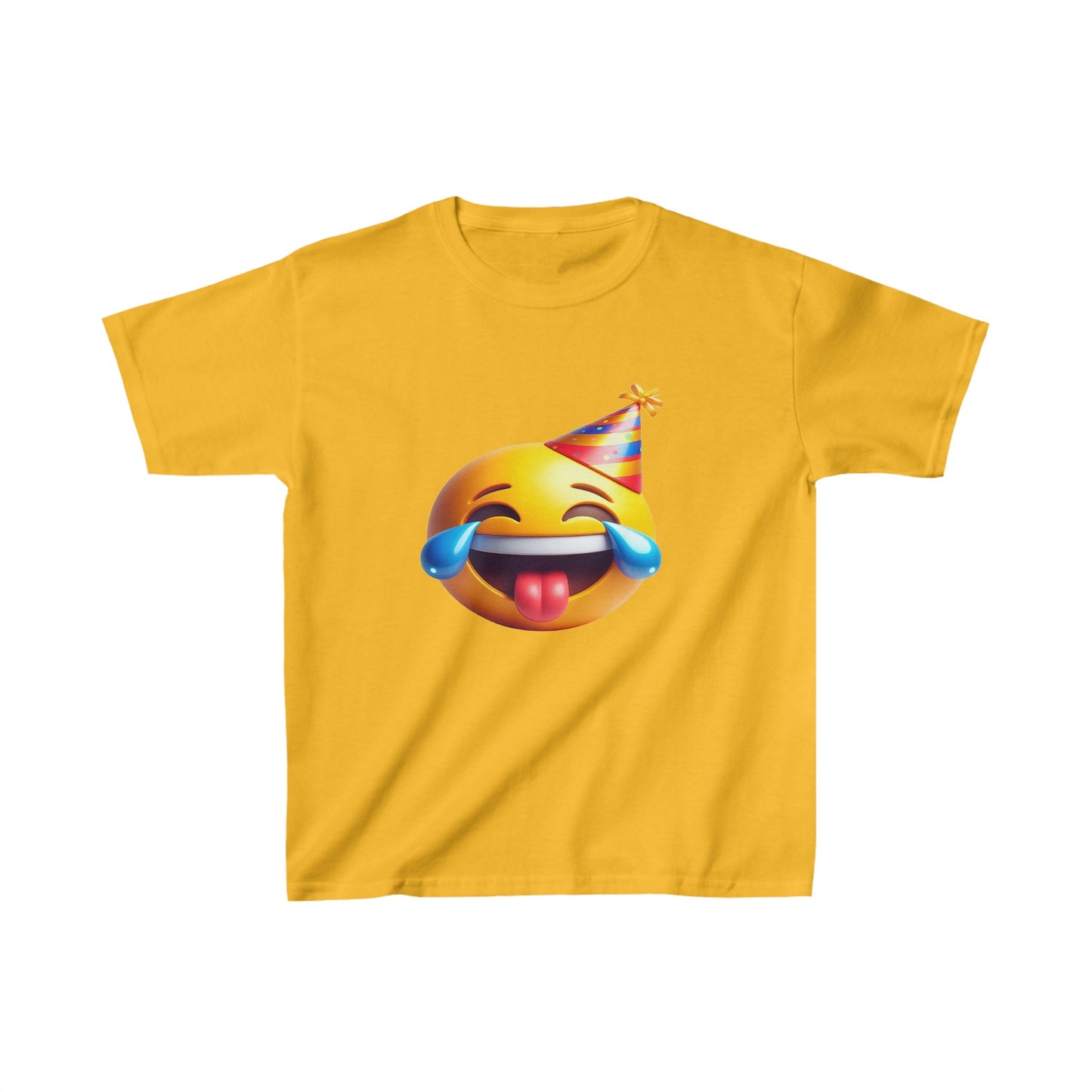 T-shirt en coton épais pour enfants avec emoji et casquette d'anniversaire