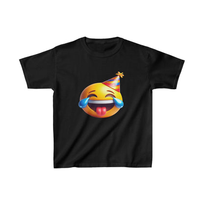 T-shirt en coton épais pour enfants avec emoji et casquette d'anniversaire