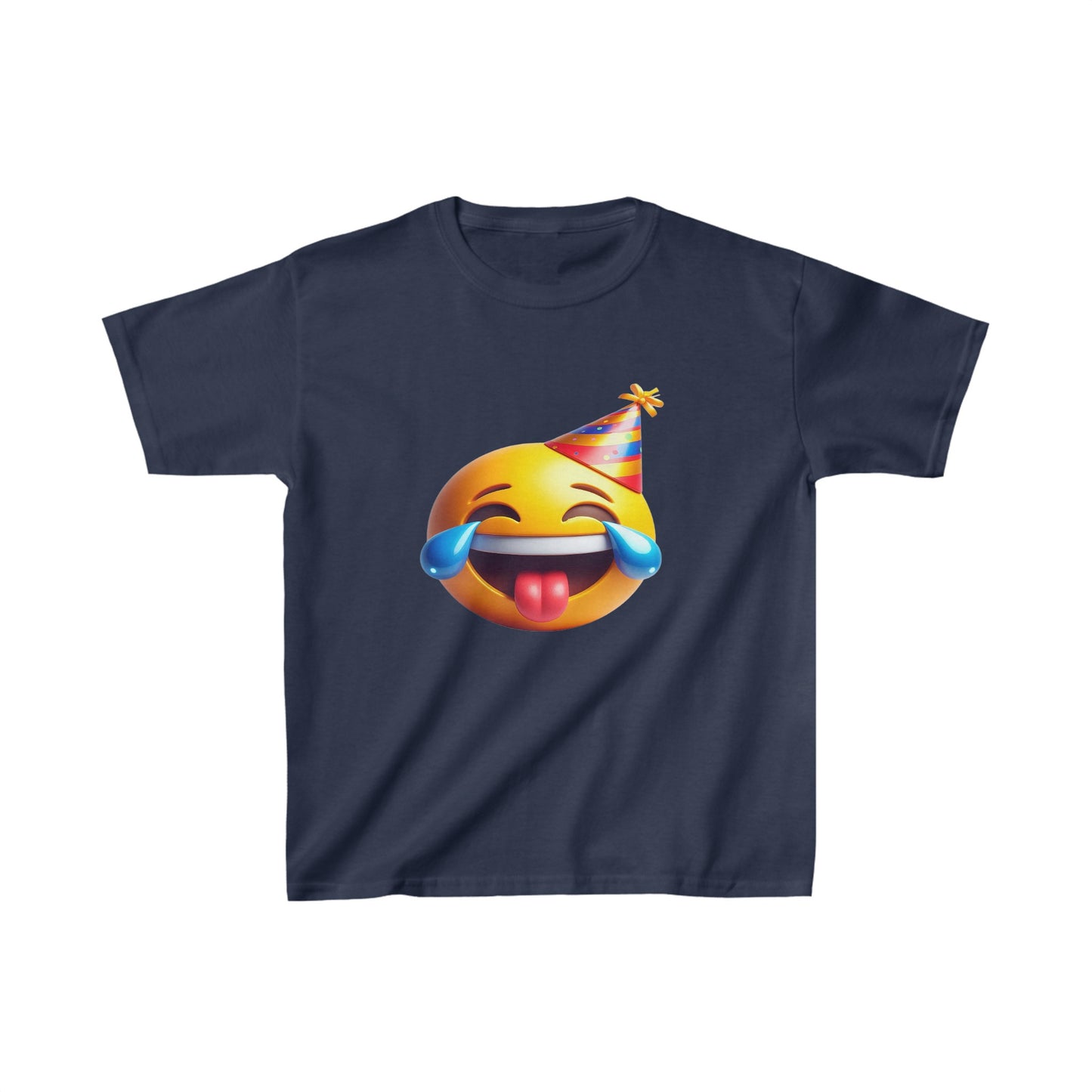 T-shirt en coton épais pour enfants avec emoji et casquette d'anniversaire