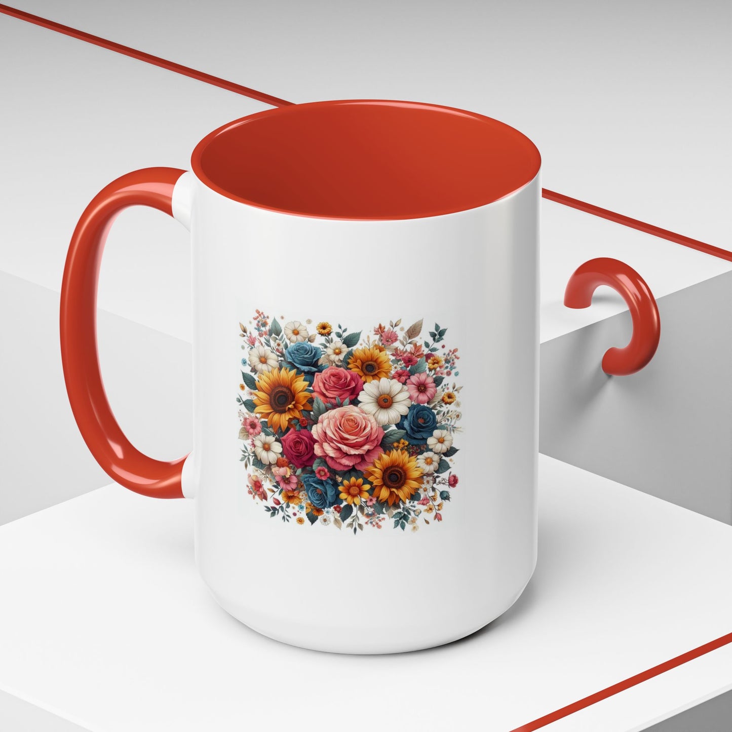 Fleurs multicolores | Tasse à café Accent (11, 15 oz)