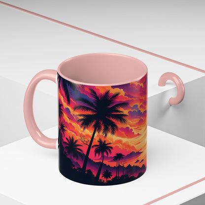 Coucher de soleil vu d'un tableau | Tasse à café Accent (11 oz)