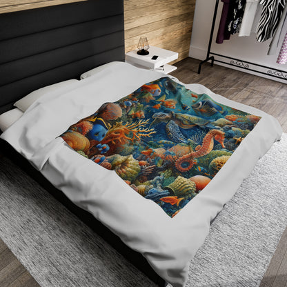 Underwater Animal Kingdom | Kid's Velveteen Plush Blanket