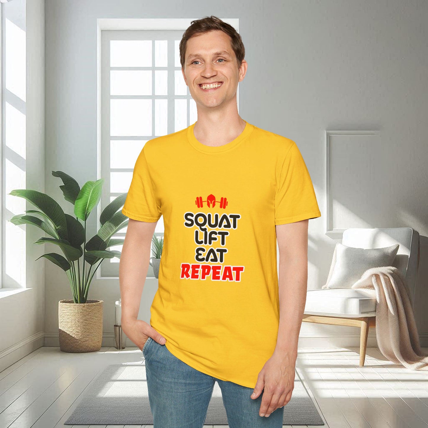 Squat Lift Eat Repeat | T-shirt doux unisexe