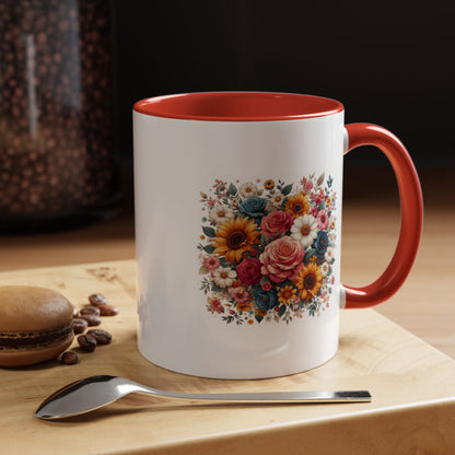 Fleurs multicolores | Tasse à café Accent (11, 15 oz)