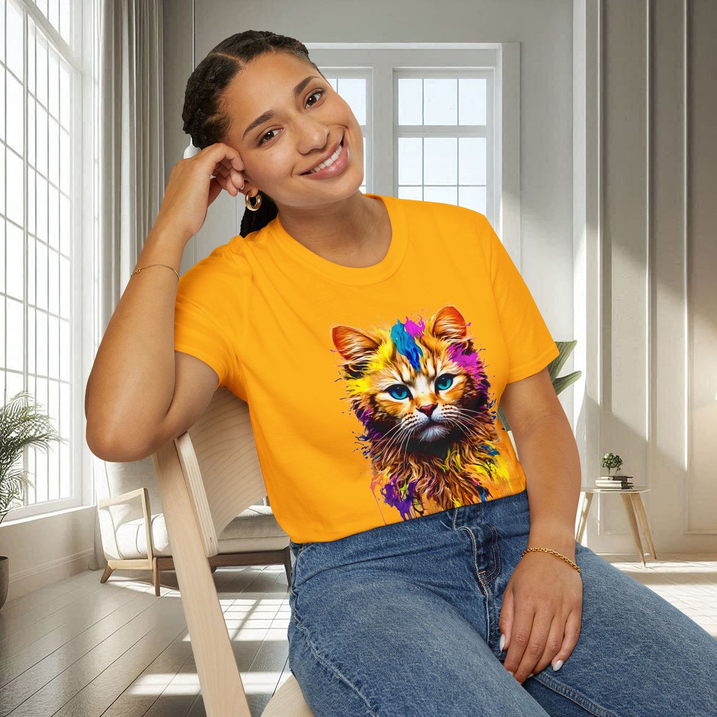 Chat vibrant | T-shirt doux unisexe