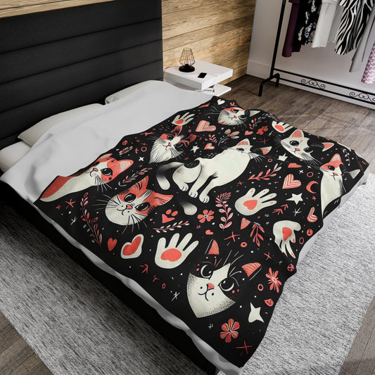 Cat Family | Velveteen Plush Blanket