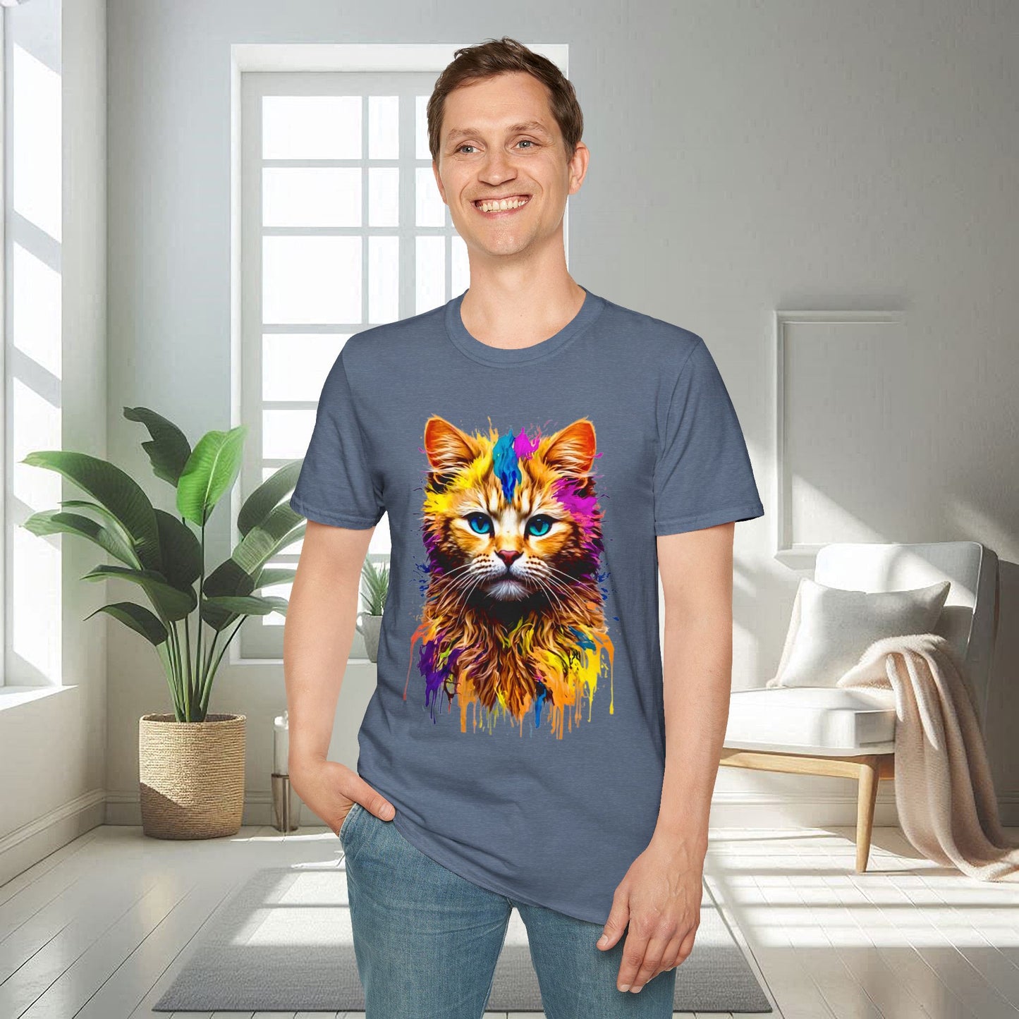 Chat peint | T-shirt doux unisexe