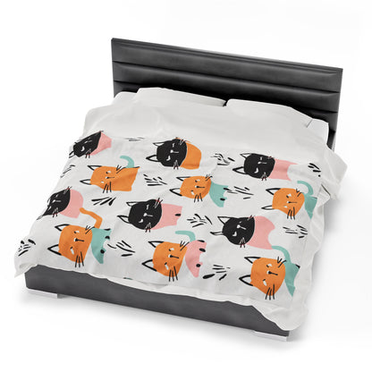 Kitty Pattern | Kid's Velveteen Plush Blanket