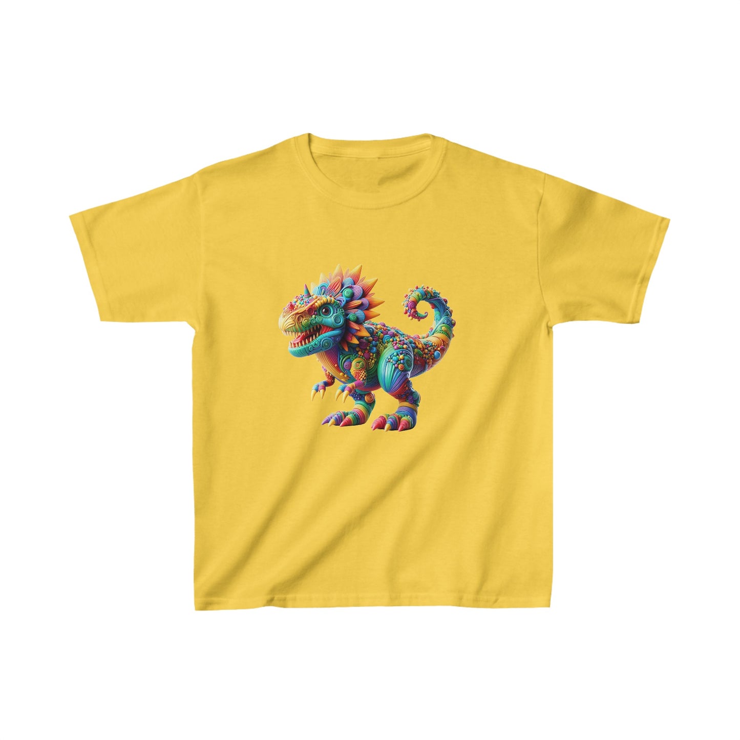 Camiseta de algodón pesado para niños con dinosaurio enojado