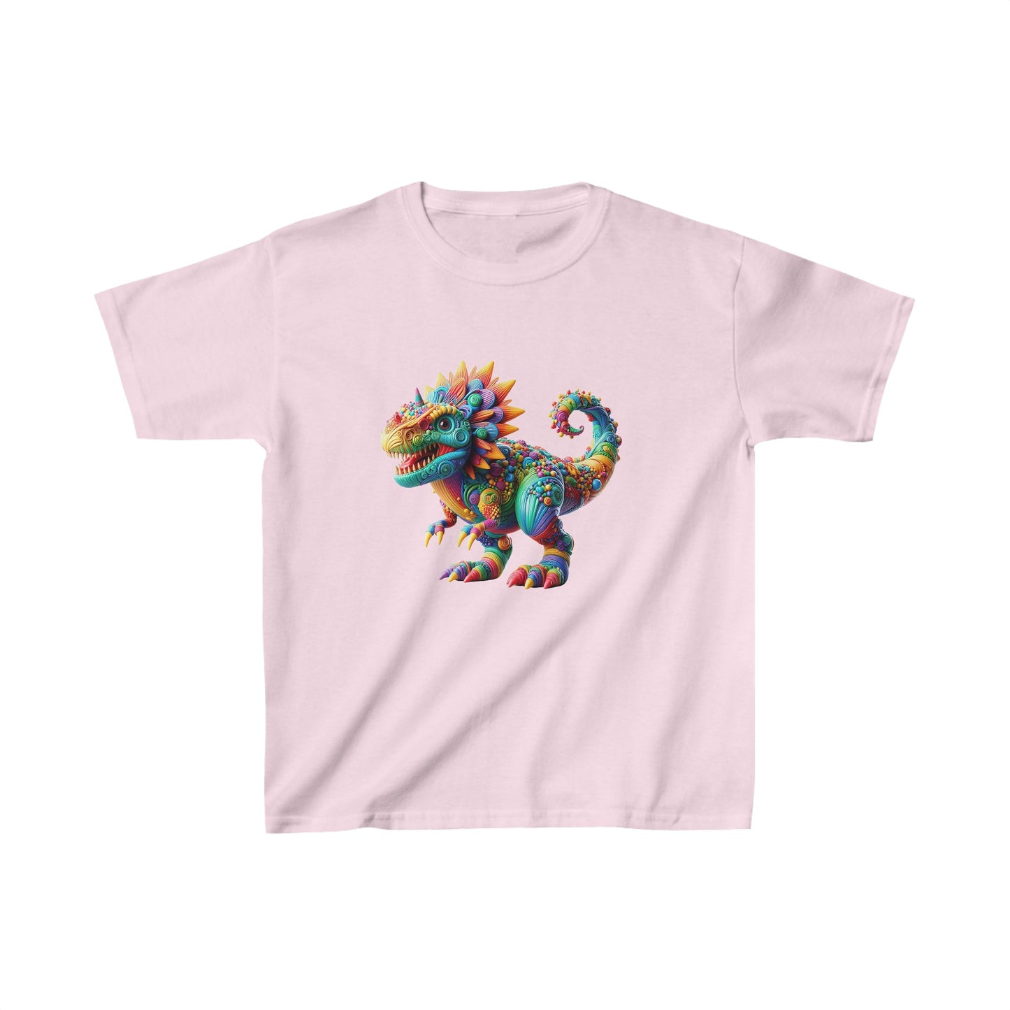 Camiseta de algodón pesado para niños con dinosaurio enojado