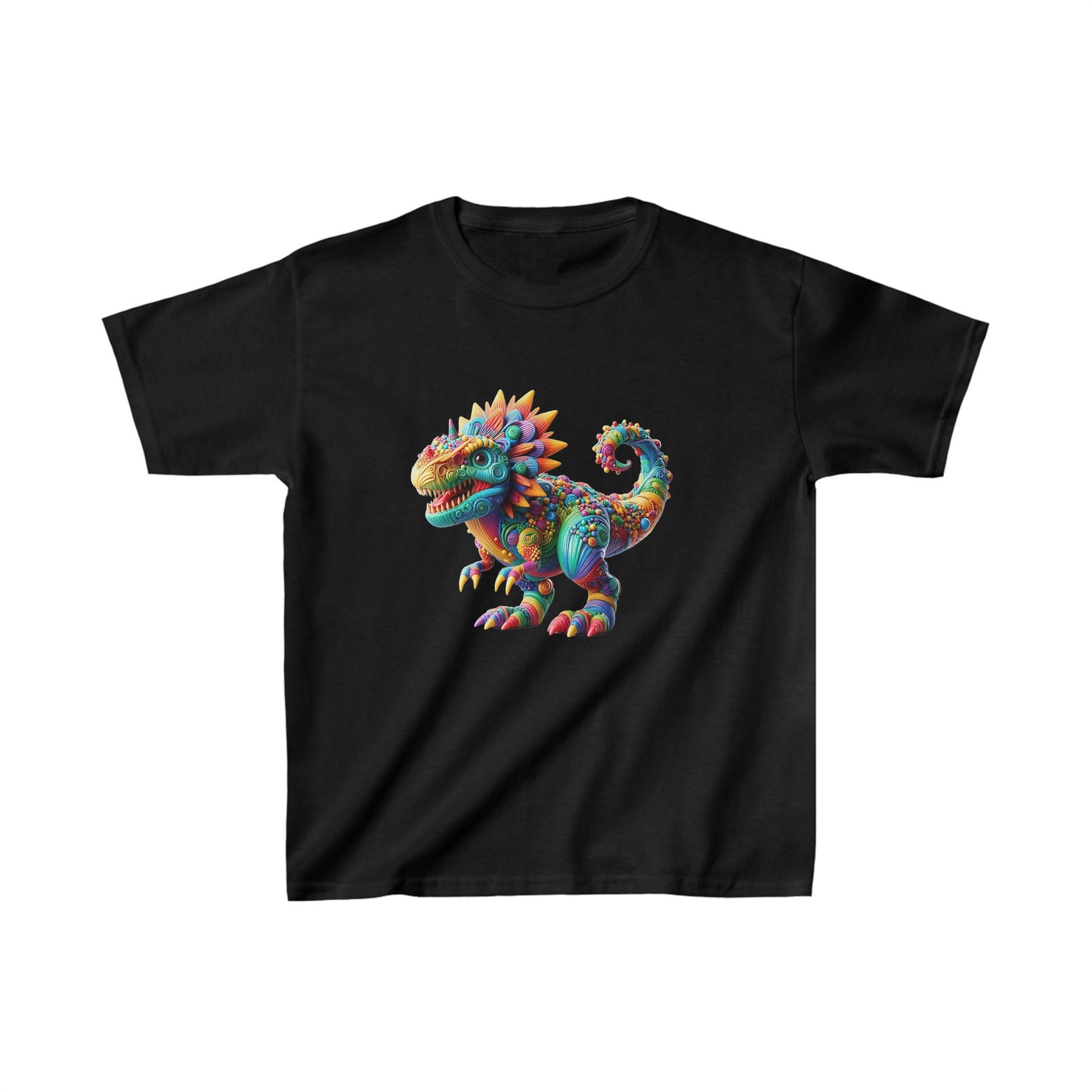 Camiseta de algodón pesado para niños con dinosaurio enojado