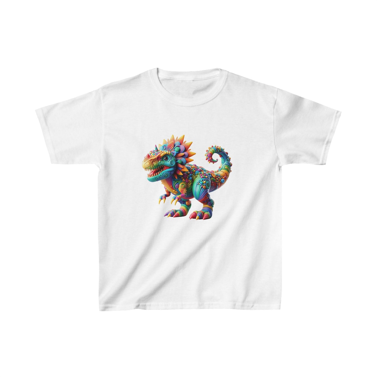 Camiseta de algodón pesado para niños con dinosaurio enojado