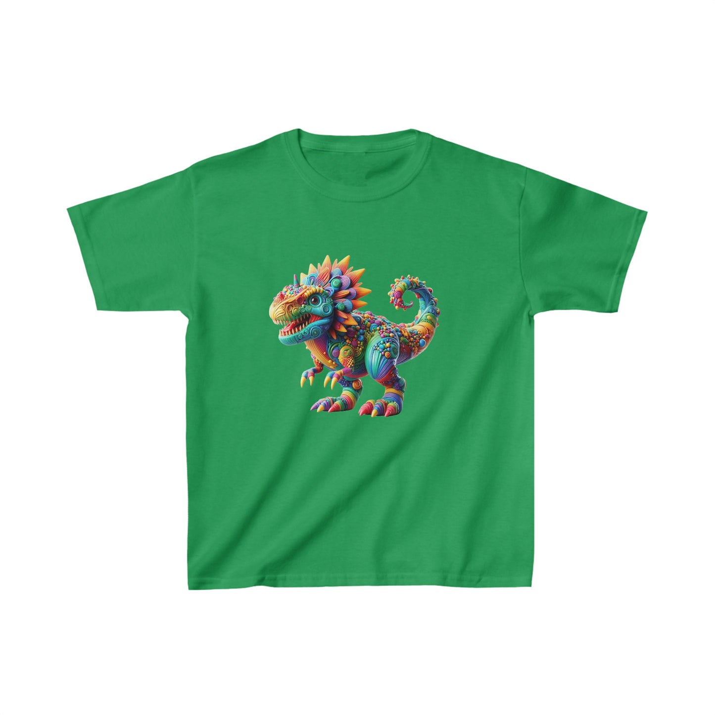 Camiseta de algodón pesado para niños con dinosaurio enojado