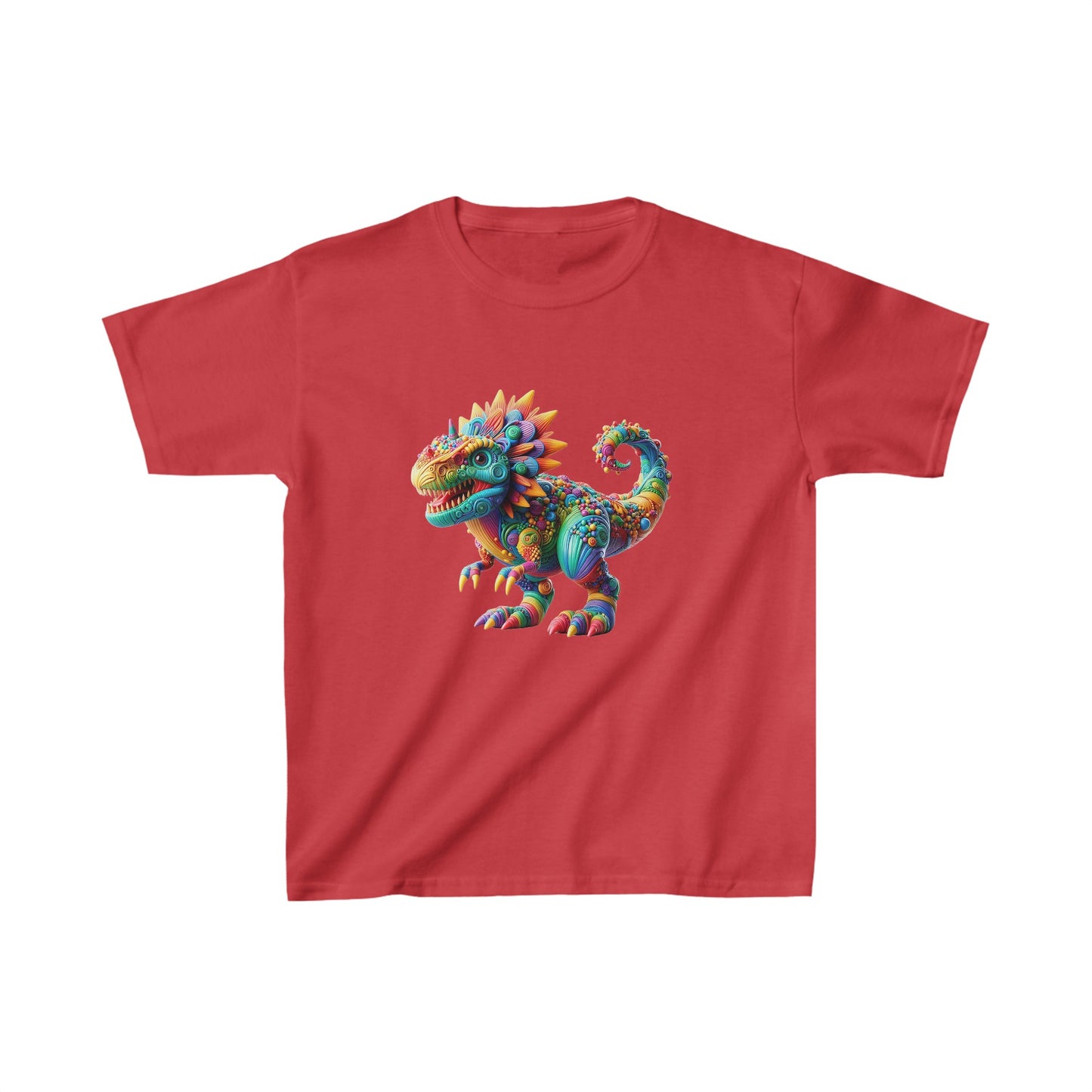 Camiseta de algodón pesado para niños con dinosaurio enojado