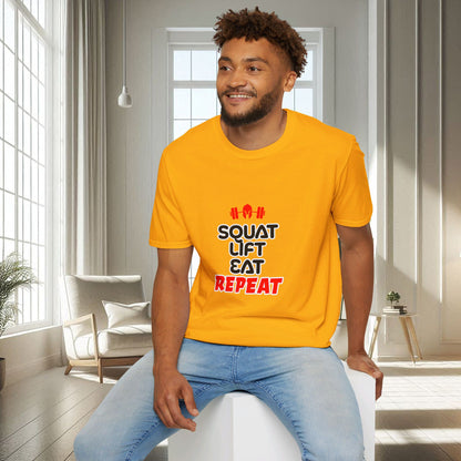 Squat Lift Eat Repeat | T-shirt doux unisexe