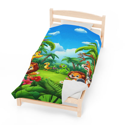 Baby Animals In A Forest | Kid's Velveteen Plush Blanket