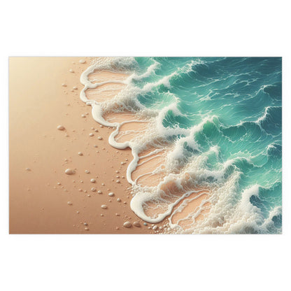 Wave Crashing a Sandy Beach | Indoor and Outdoor Silk Poster