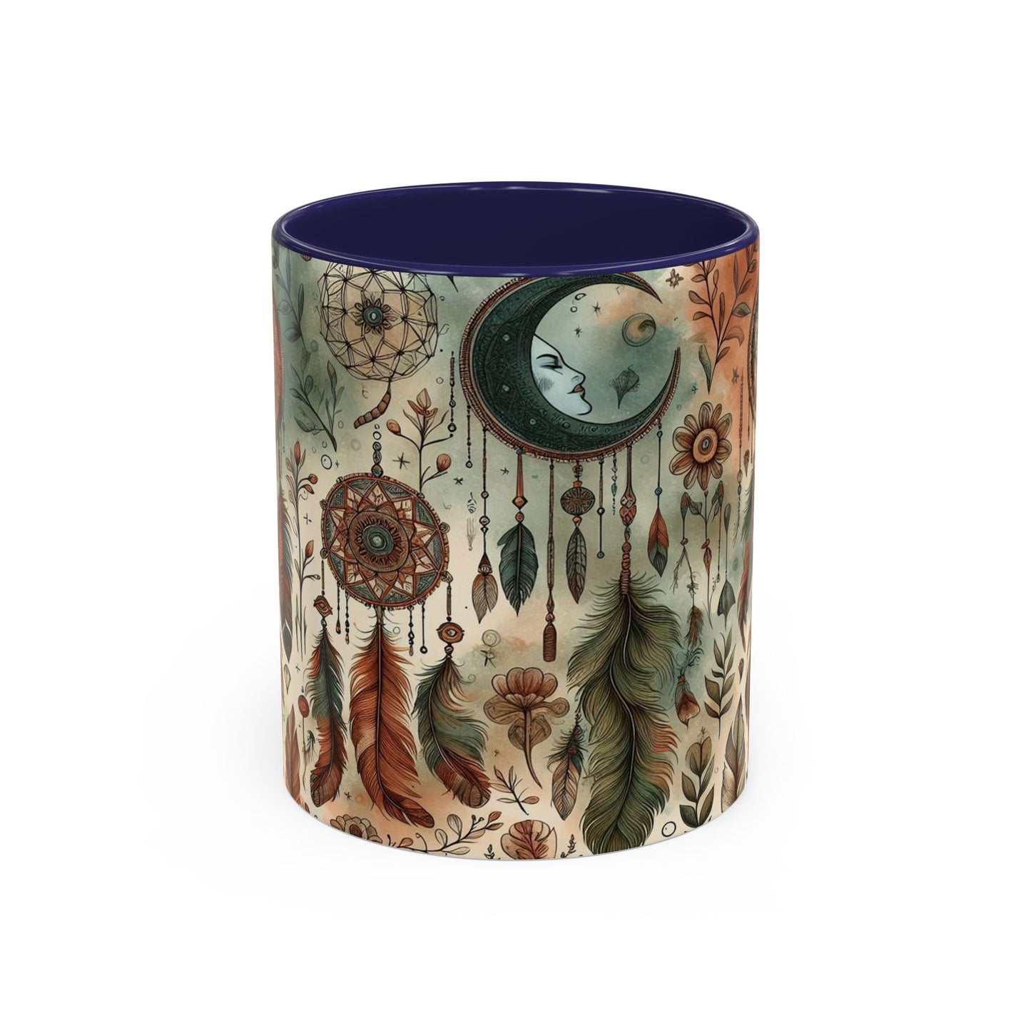 Dreamcatchers, Feathers, and Crescent Moon | Accent Coffee Mug (11oz)