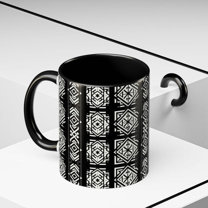 Black, White Geometric Pattern | Accent Coffee Mug (11oz)