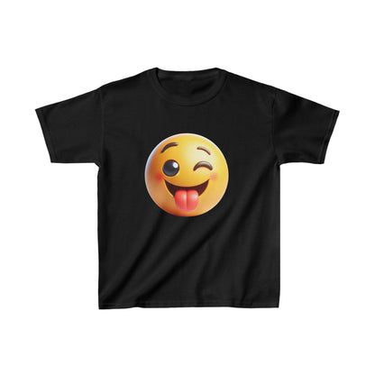 Camiseta de algodón pesado para niños con emoji sonriente