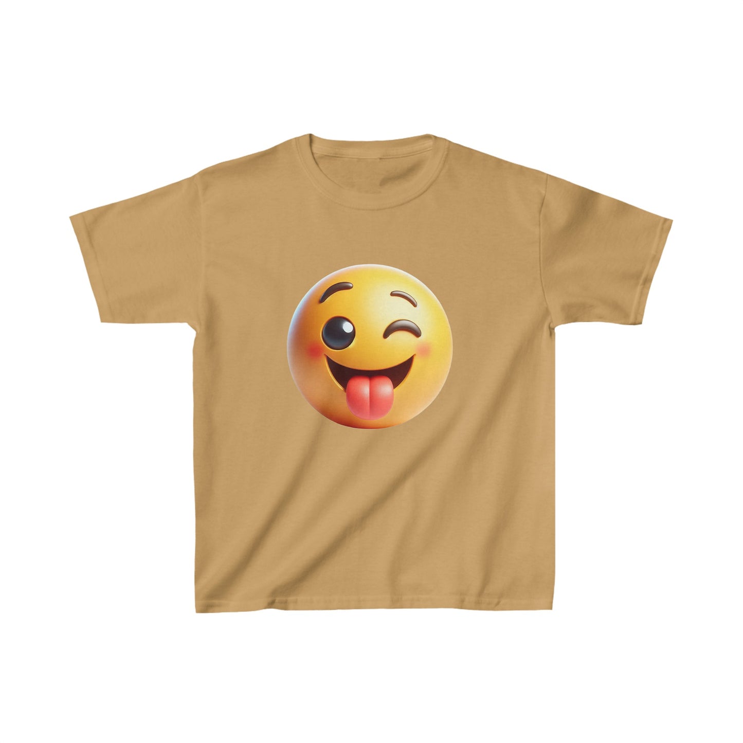 Camiseta de algodón pesado para niños con emoji sonriente